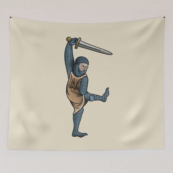 Item preview, Stretching Knight with sword medieval meme designed and sold by MargiKnights.