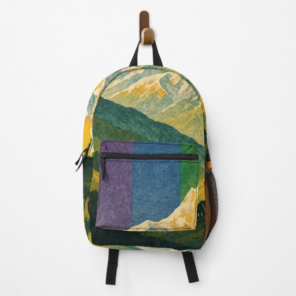 Item preview, Kanchenjunga Rainbow Landscape with Himalayan Village designed and sold by Aryabek.