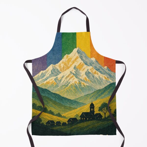 Item preview, Kanchenjunga Rainbow Landscape with Himalayan Village designed and sold by Aryabek.
