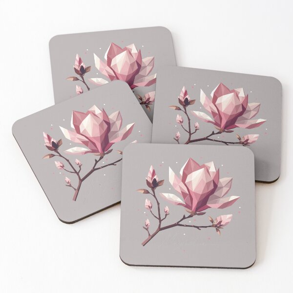 Item preview, Magnolia blossom in polygon look – delicate beauty in geometric style designed and sold by Kisho.