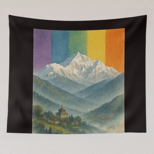 Item preview, Misty Kanchenjunga Mountain with Rainbow Gradient designed and sold by Aryabek.