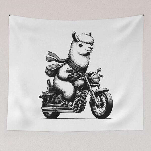 Item preview, Cool Llama Riding a Motorcycle Biker Alpaca Lover designed and sold by Kimberley King Art  King Art.