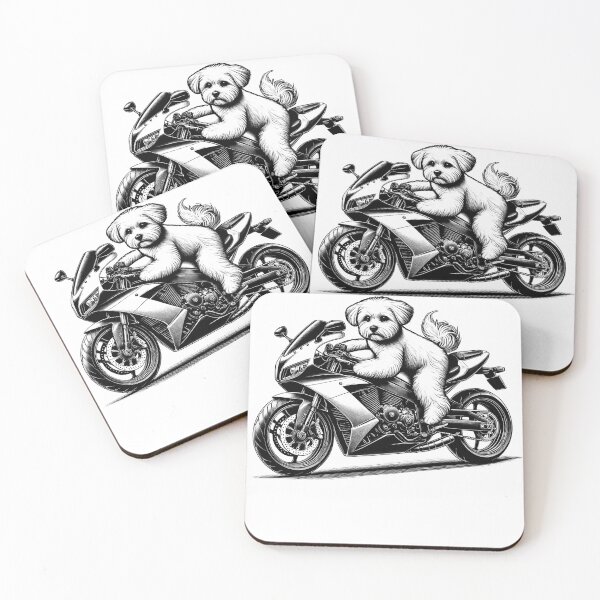 Item preview, Cool Maltese Riding a Motorcycle Biker Dog Lover designed and sold by Kimberley King Art  King Art.