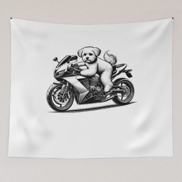 Item preview, Cool Maltese Riding a Motorcycle Biker Dog Lover designed and sold by Kimberley King Art  King Art.