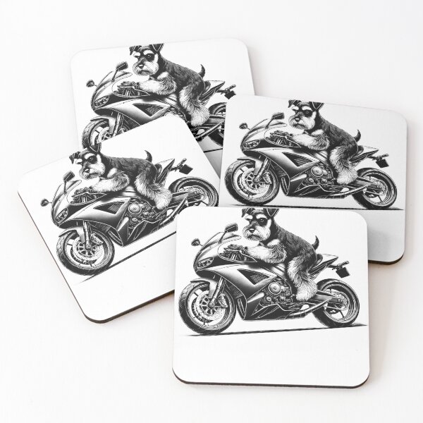 Item preview, Cool Miniature Schnauzer Riding a Motorcycle Biker Dog Lover designed and sold by Kimberley King Art  King Art.