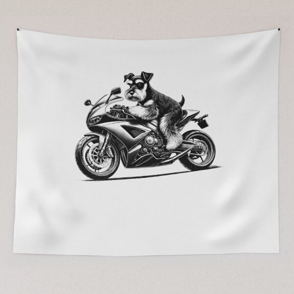 Item preview, Cool Miniature Schnauzer Riding a Motorcycle Biker Dog Lover designed and sold by Kimberley King Art  King Art.
