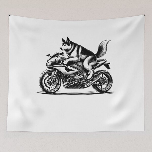 Item preview, Cool Norwegian Elkhound Riding a Motorcycle Biker Dog Lover designed and sold by Kimberley King Art  King Art.