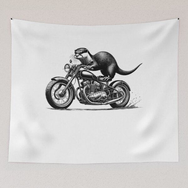 Item preview, Cool Otter Riding a Motorcycle Biker Otter Lover designed and sold by Kimberley King Art  King Art.
