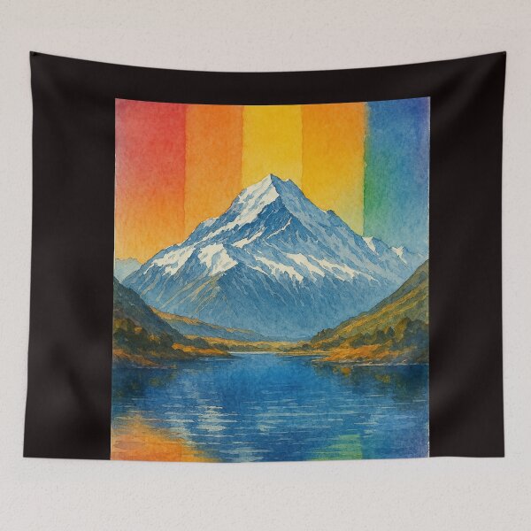 Item preview, Mount Cook New Zealand with Rainbow Reflection designed and sold by Aryabek.