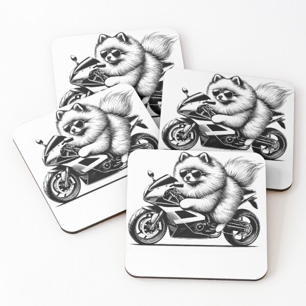 Item preview, Cool Pomeranian Riding a Motorcycle Biker Dog Lover designed and sold by Kimberley King Art  King Art.