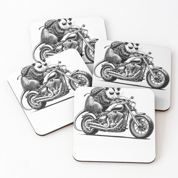 Item preview, Cool Possum Riding a Motorcycle Biker Opossum Lover designed and sold by Kimberley King Art  King Art.