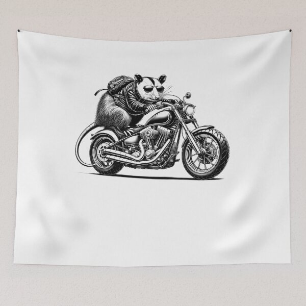Item preview, Cool Possum Riding a Motorcycle Biker Opossum Lover designed and sold by Kimberley King Art  King Art.