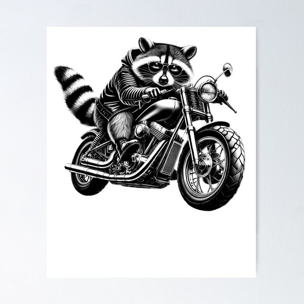 Item preview, Cool Raccoon Riding a Motorcycle Biker Raccoon Lover designed and sold by Kimberley King Art  King Art.