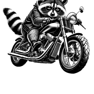Artwork thumbnail, Cool Raccoon Riding a Motorcycle Biker Raccoon Lover by Kimberley King Art King Art