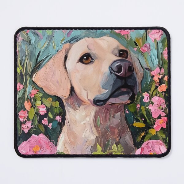 Item preview, Grandmillennial art, Blonde Labrador in a rose garden designed and sold by SophieClimaArt.