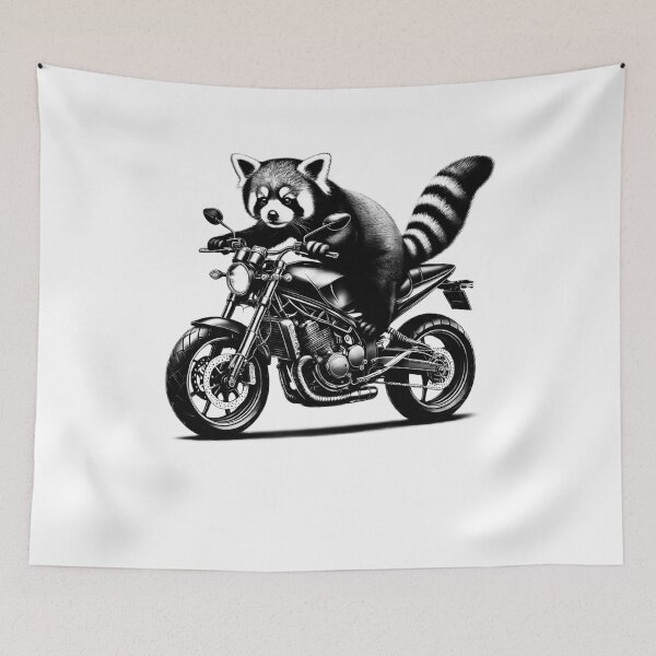 Item preview, Cool Red Panda Riding a Motorcycle Biker Red Panda Lover designed and sold by Kimberley King Art  King Art.