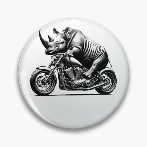 Item preview, Cool Rhino Riding a Motorcycle Biker Rhino Lover designed and sold by Kimberley King Art  King Art.