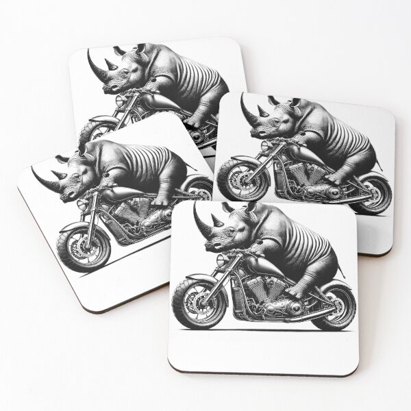 Item preview, Cool Rhino Riding a Motorcycle Biker Rhino Lover designed and sold by Kimberley King Art  King Art.