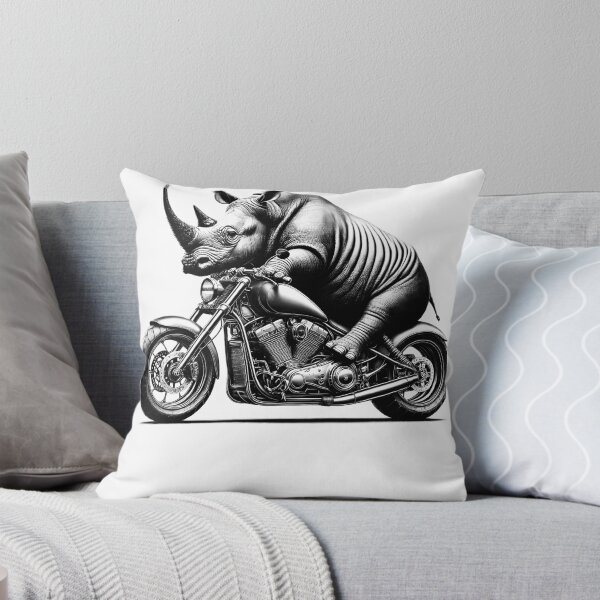Item preview, Cool Rhino Riding a Motorcycle Biker Rhino Lover designed and sold by Kimberley King Art  King Art.