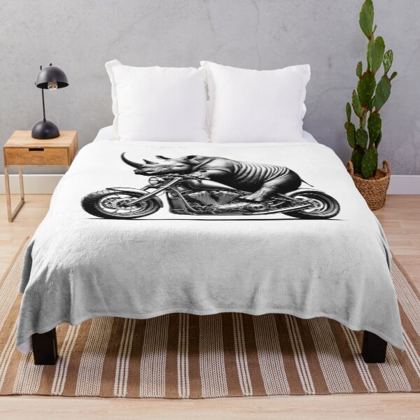 Item preview, Cool Rhino Riding a Motorcycle Biker Rhino Lover designed and sold by Kimberley King Art King Art.