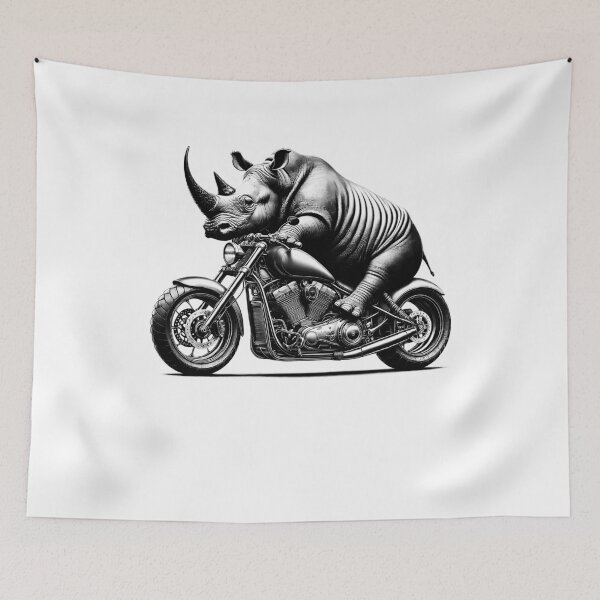 Item preview, Cool Rhino Riding a Motorcycle Biker Rhino Lover designed and sold by Kimberley King Art  King Art.