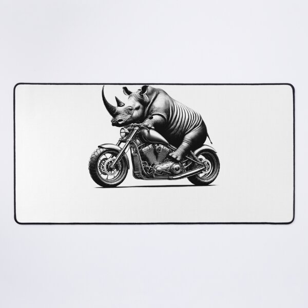Item preview, Cool Rhino Riding a Motorcycle Biker Rhino Lover designed and sold by Kimberley King Art King Art.