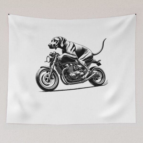 Item preview, Cool Rhodesian Ridgeback Riding a Motorcycle Biker Dog Lover designed and sold by Kimberley King Art  King Art.