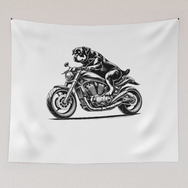 Item preview, Cool Rottweiler Riding a Motorcycle Biker Dog Lover designed and sold by Kimberley King Art  King Art.