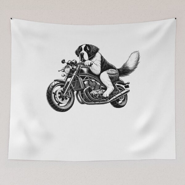 Item preview, Cool Saint Bernard Riding a Motorcycle Biker Dog Lover designed and sold by Kimberley King Art  King Art.