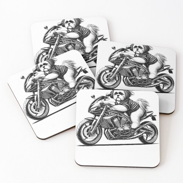 Item preview, Cool Shih Tzu Riding a Motorcycle Biker Dog Lover designed and sold by Kimberley King Art  King Art.