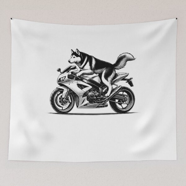Item preview, Cool Siberian Husky Riding a Motorcycle Biker Dog Lover designed and sold by Kimberley King Art  King Art.