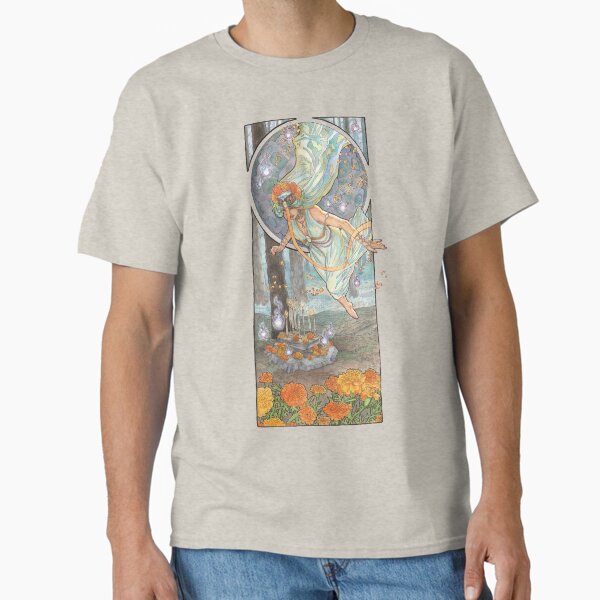 Lady of October with Opal and Marigolds Spirit Shrine Goddess Mucha Inspired Birthstone Series Classic T-Shirt