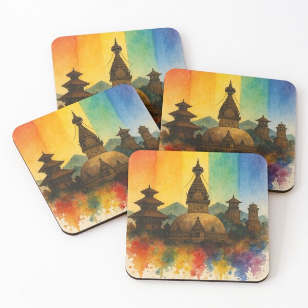 Item preview, Kathmandu Swayambhunath Rainbow Skyline Nepal designed and sold by Aryabek.