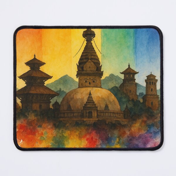 Item preview, Kathmandu Swayambhunath Rainbow Skyline Nepal designed and sold by Aryabek.