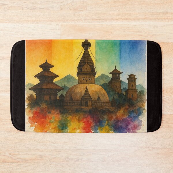 Item preview, Kathmandu Swayambhunath Rainbow Skyline Nepal designed and sold by Aryabek.