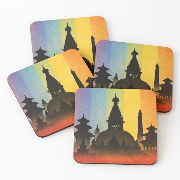 Item preview, Kathmandu Nepal Silhouette Swayambhunath Sunset designed and sold by Aryabek.