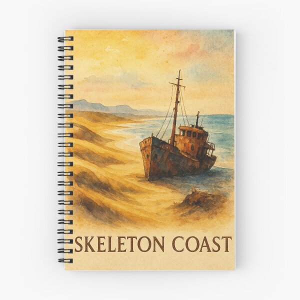 Item preview, Skeleton Coast Namibia Shipwreck Watercolor Scene designed and sold by Aryabek.