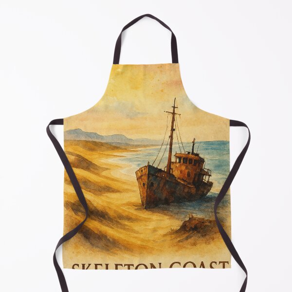 Item preview, Skeleton Coast Namibia Shipwreck Watercolor Scene designed and sold by Aryabek.