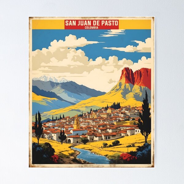 Vista previa del artículo con la obra «San Juan de Pasto Colombia Retro Vintage Poster Turismo », diseñado y vendido por TravelersGems.