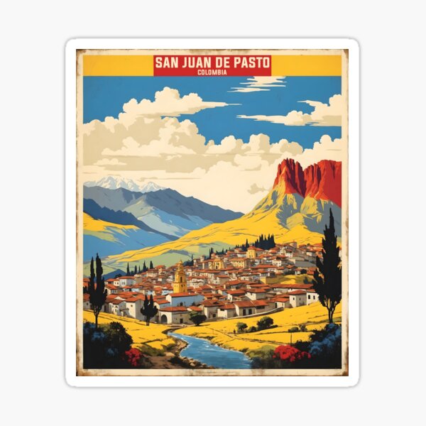 Vista previa del artículo con la obra «San Juan de Pasto Colombia Retro Vintage Poster Turismo », diseñado y vendido por TravelersGems.