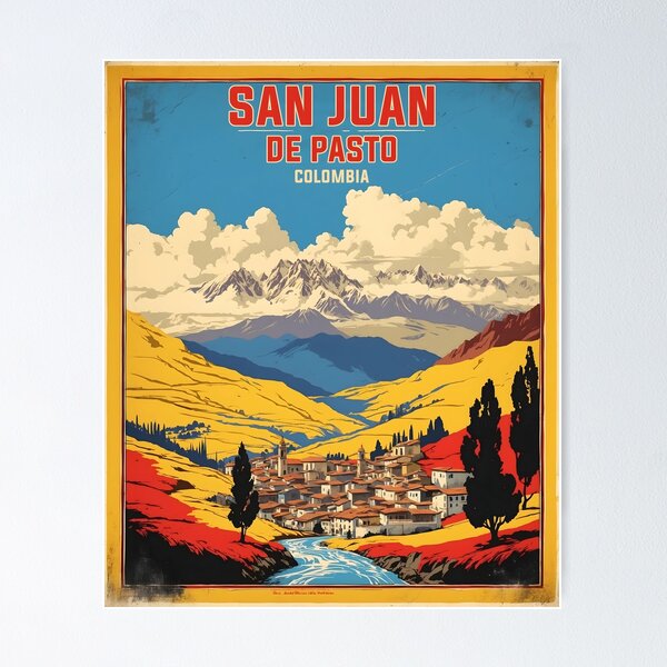 Vista previa del artículo con la obra «San Juan de Pasto Colombia Retro Vintage Poster Turismo », diseñado y vendido por TravelersGems.