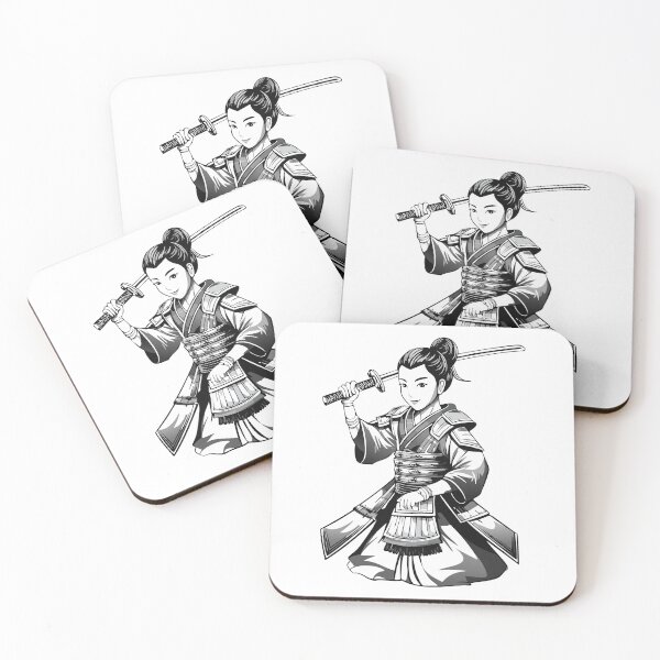 Item preview, Black and white Japanese samurai warrior - woman with katana, Japanese woman with long sword designed and sold by Danler.