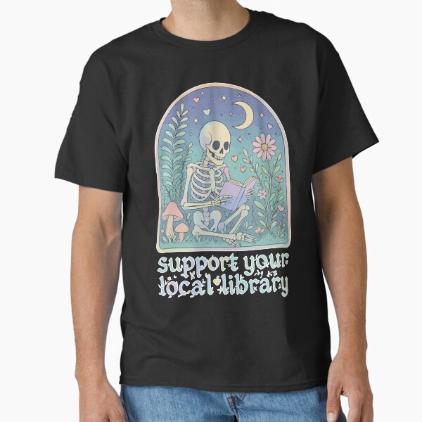 Item preview, Support Your Local Library Pastel Goth Skeleton designed and sold by TomFrontierArt.