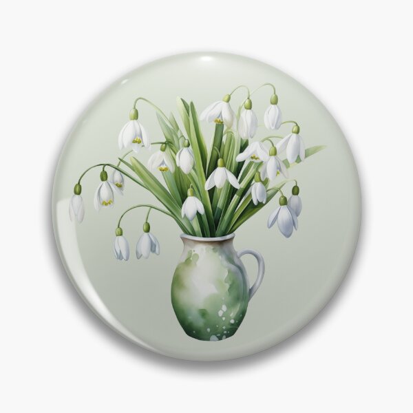 Item preview, Snowdrops in a Small Grey Vase designed and sold by Violet Peonies.