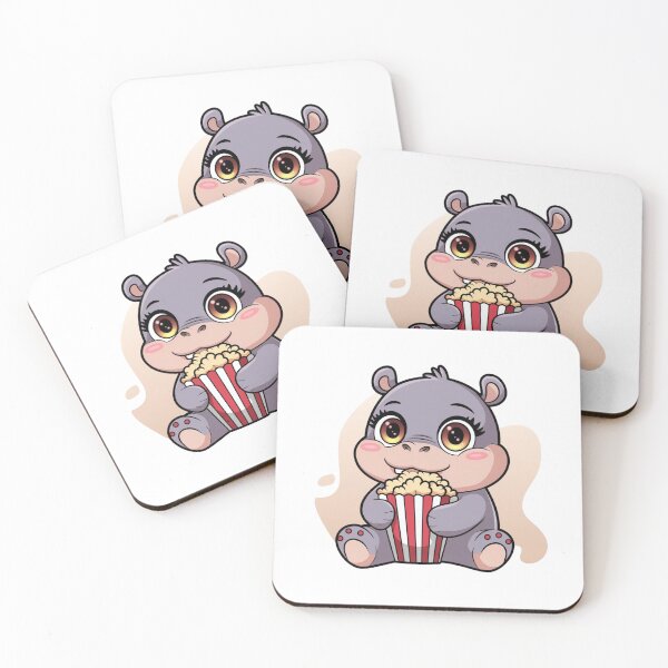 Item preview, hippo eating popcorn designed and sold by Eternalski.