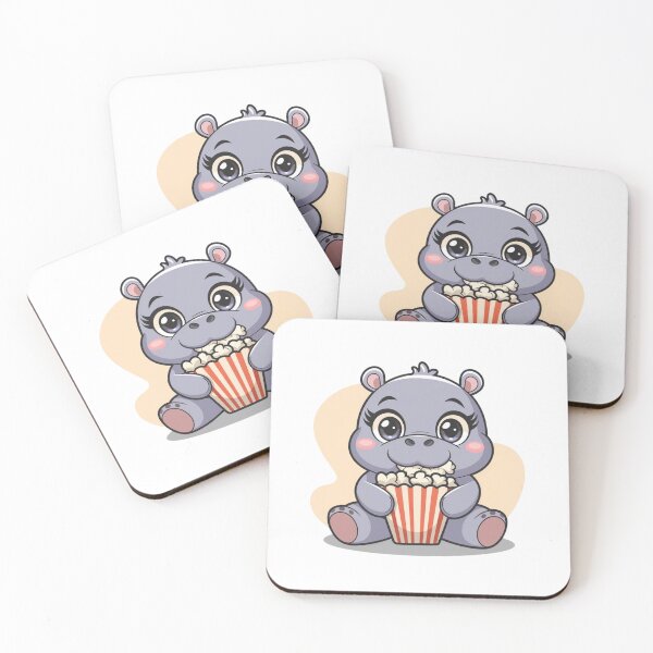 Item preview, hippo eating popcorn designed and sold by Eternalski.