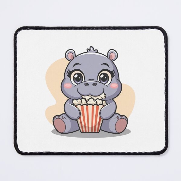 Item preview, hippo eating popcorn designed and sold by Eternalski.