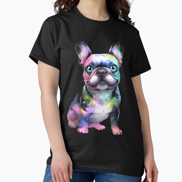 Vista previa del artículo con la obra «Frenchie colorido», diseñado y vendido por DesignStudio135.