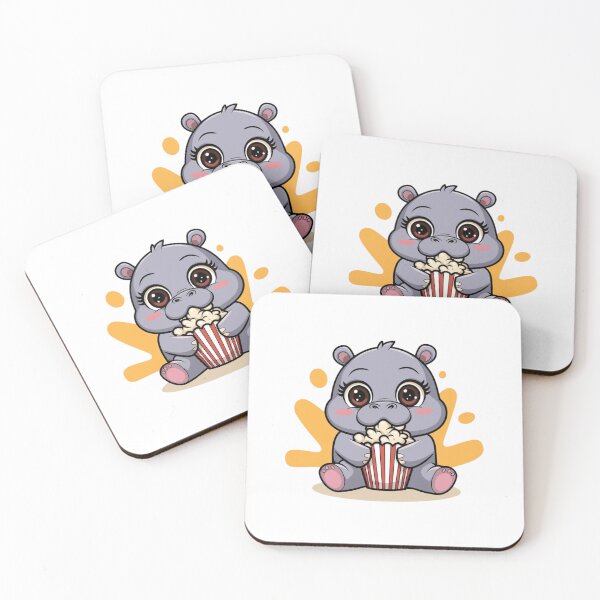 Item preview, hippo eating popcorn designed and sold by Eternalski.