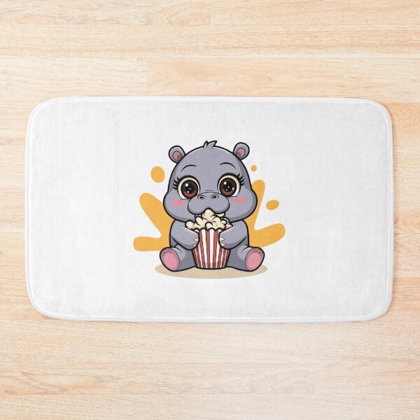 Item preview, hippo eating popcorn designed and sold by Eternalski.